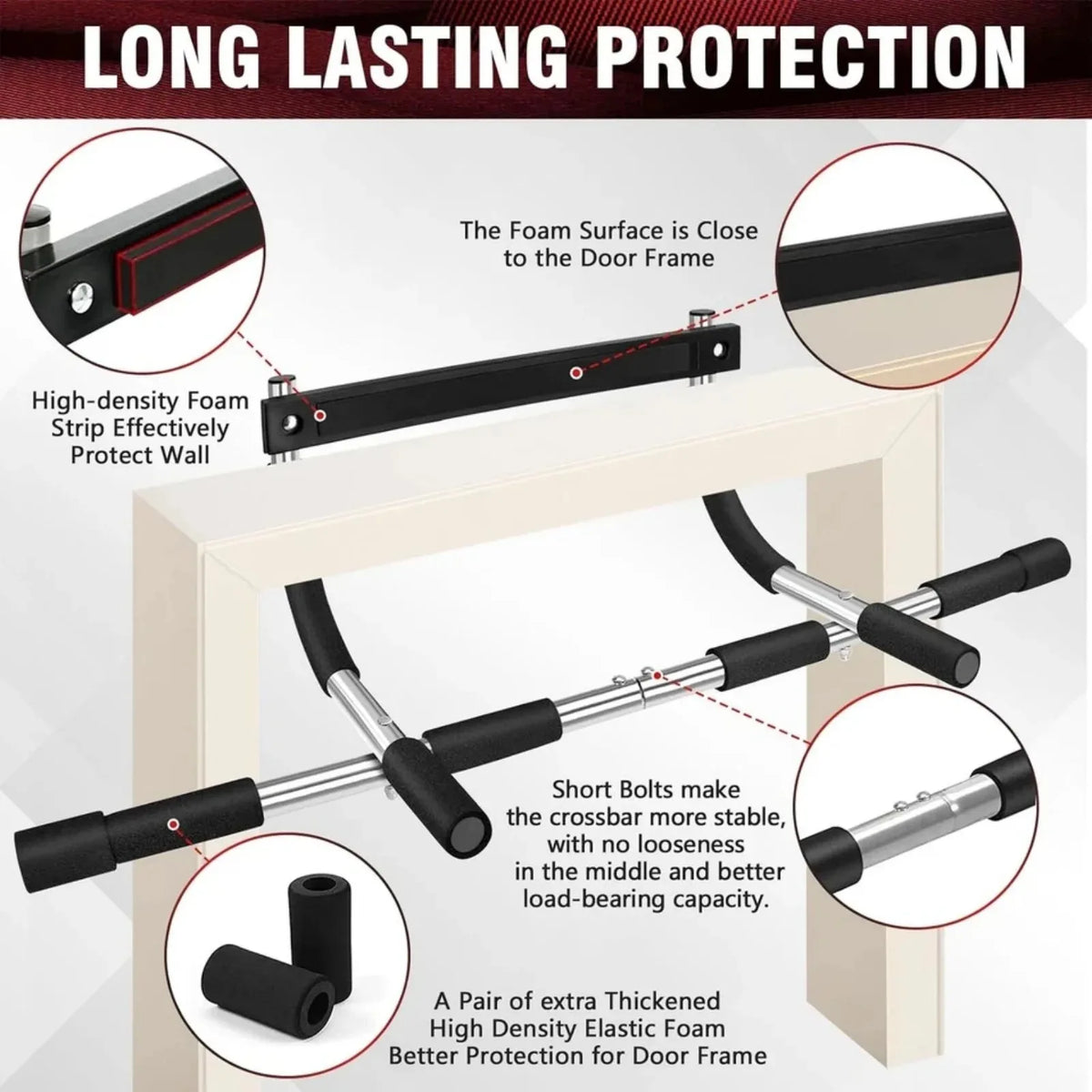 Adjustable Doorway Pull Up Bar For Home Gym Exercise Training