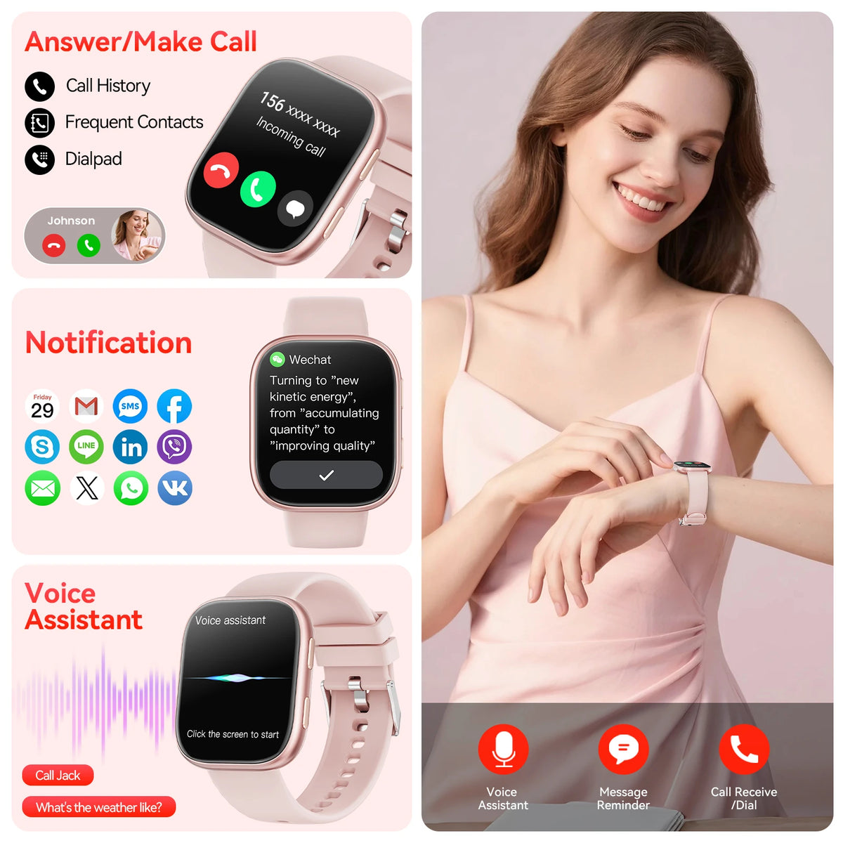 Waterproof Smart Watch With Bluetooth Calls And Heart Rate Monitor