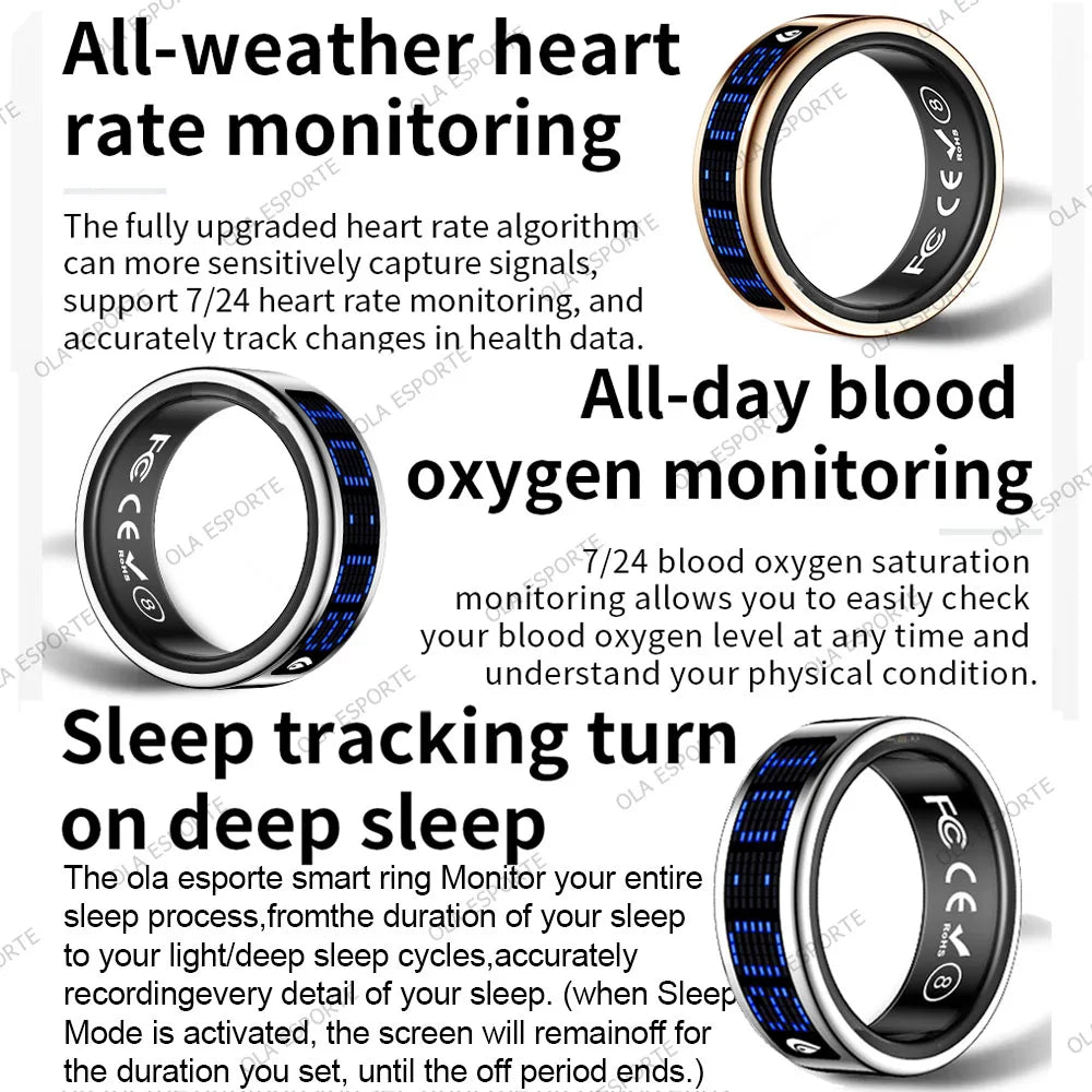 Ola Esporte Smart Ring With LED Display And Health Monitor