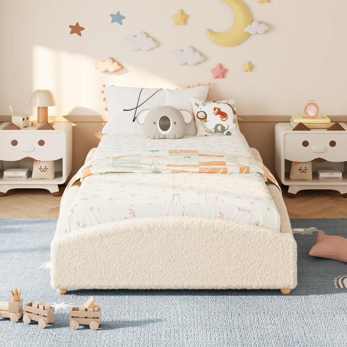 HiMiss Montessori Floor Bed With Padded Cloud Design