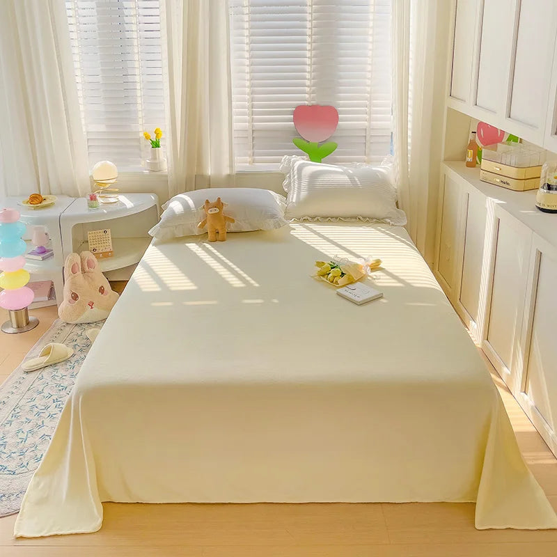 LUXO Thickened Milk Fleece Flat Bed Sheet Soft Cozy Plush