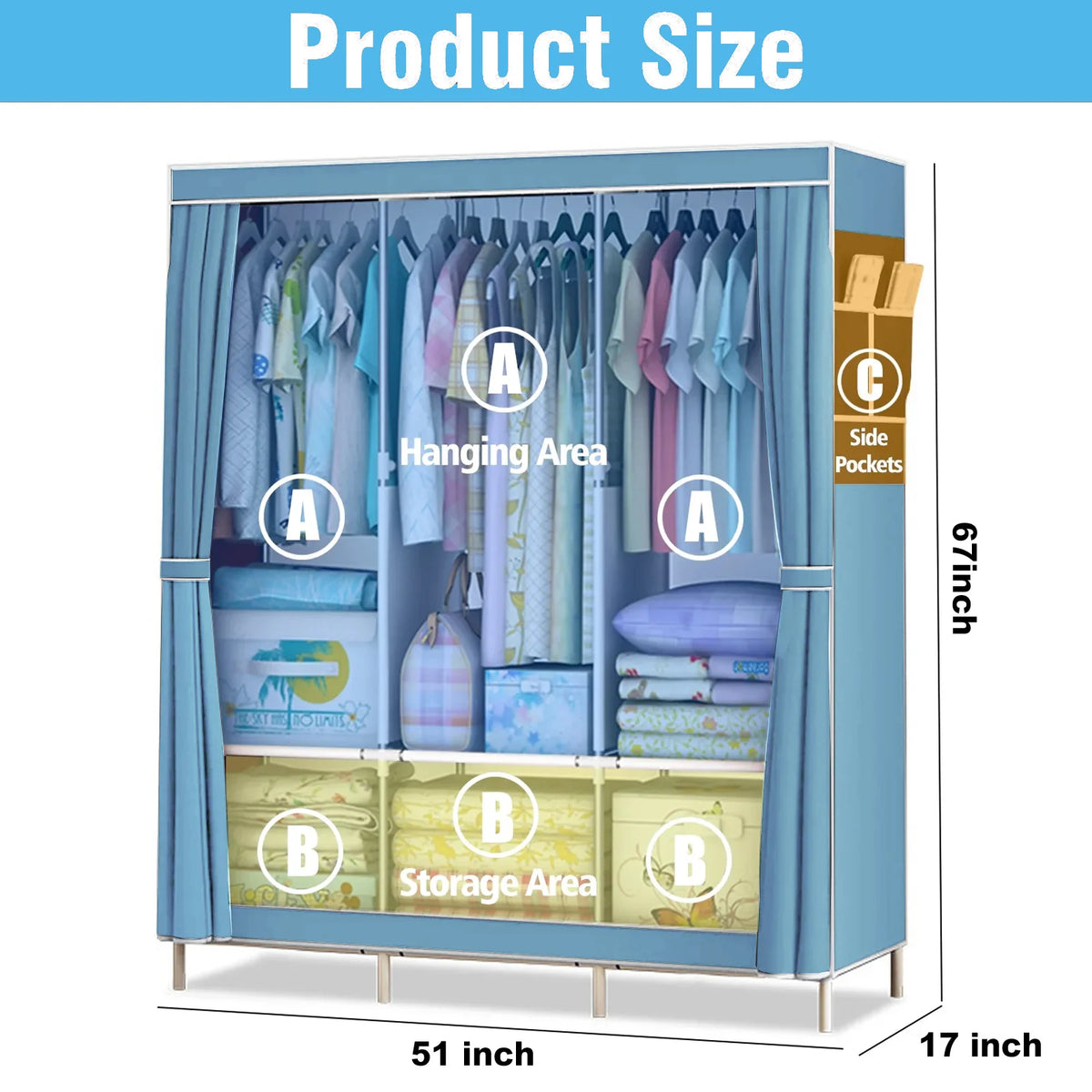 Foldable Nonwoven Fabric Closet Wardrobe Storage Organizer