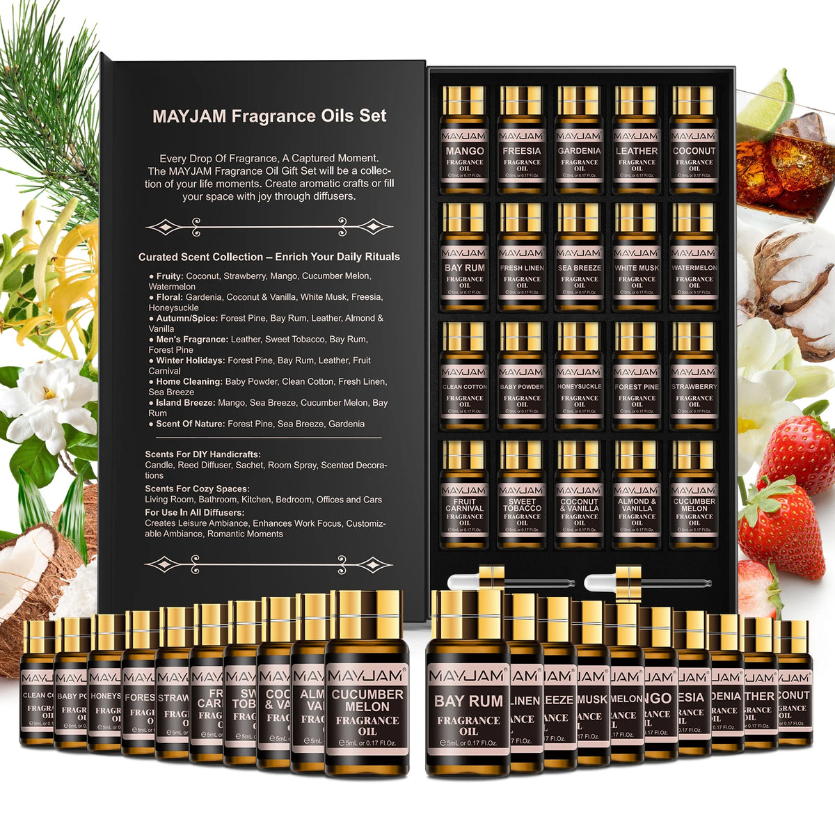 MAYJAM 20 Bottles Fragrance Oils Set For Diffusers And Candles