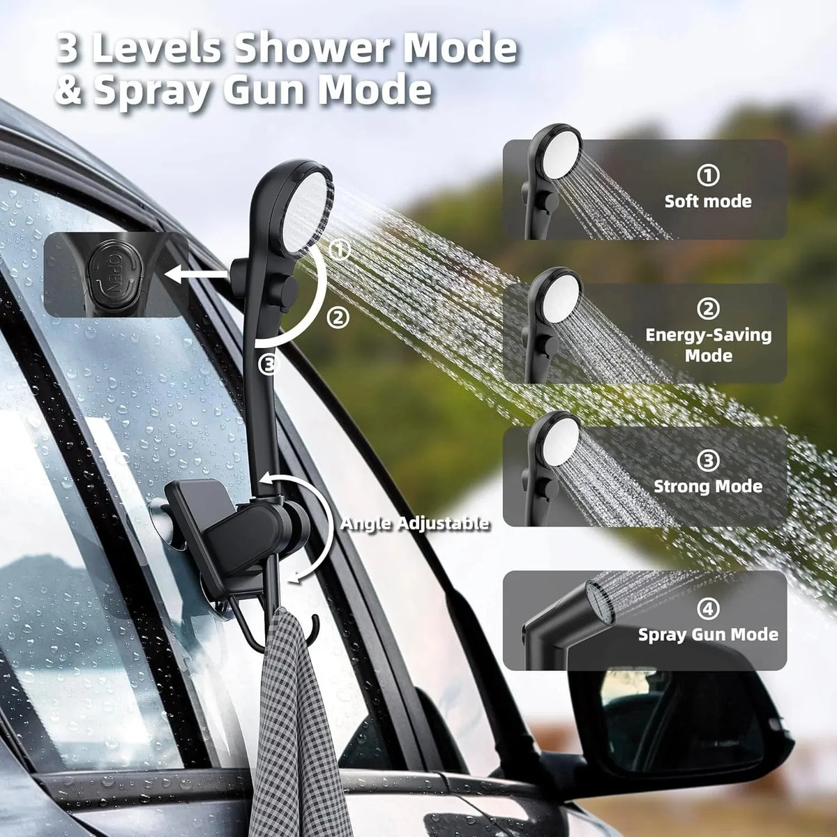 Moriko Rechargeable Electric Camping Shower With Led Display