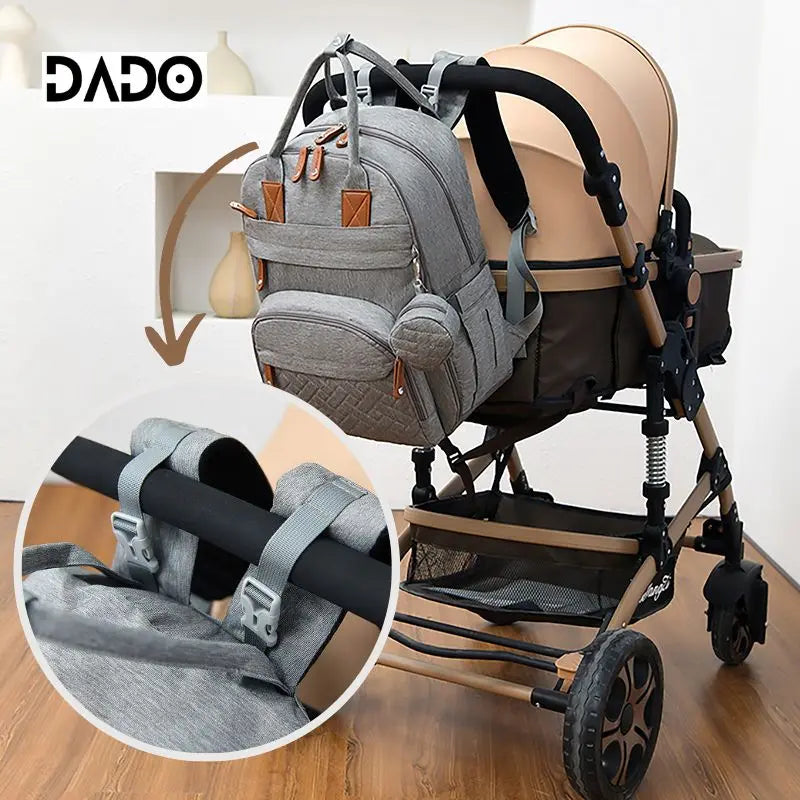 Waterproof Diaper Backpack With Changing Pad And Stroller Straps