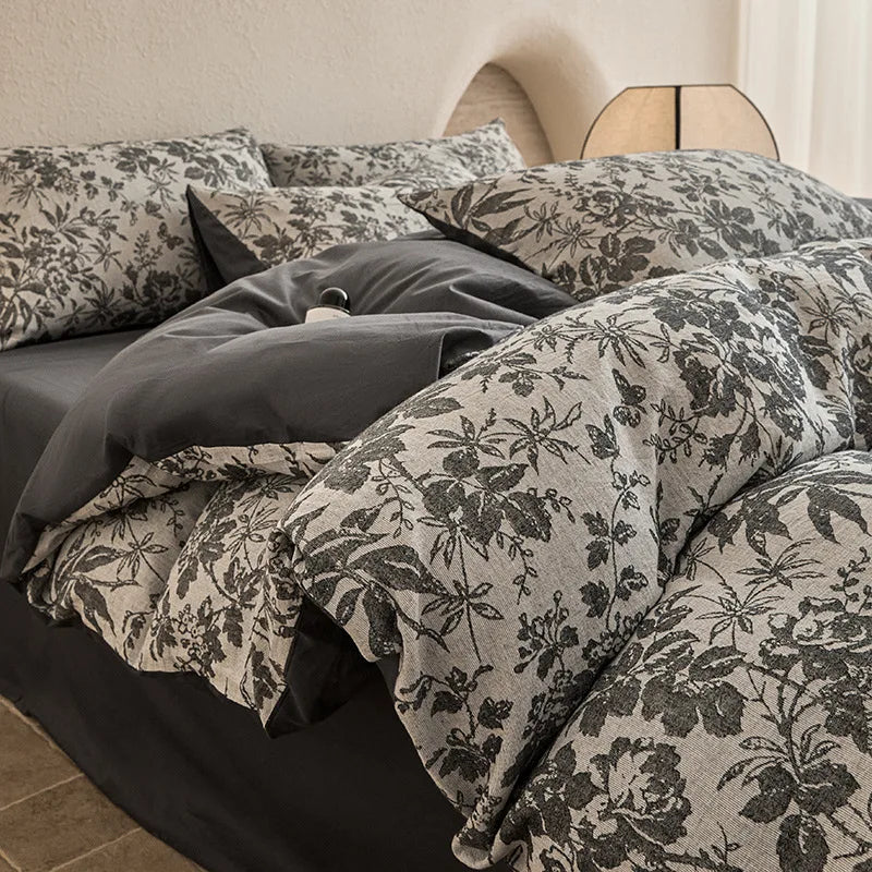 Pure Cotton Four Piece Yarn Dyed Jacquard Bedding Set Pillowcases
