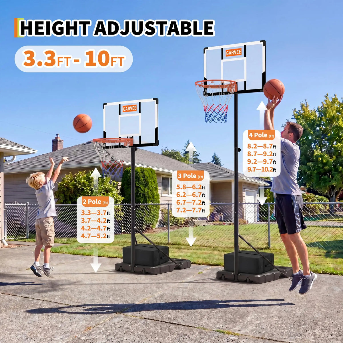 HiMiss Portable Adjustable Basketball Hoop With Wheels And Net