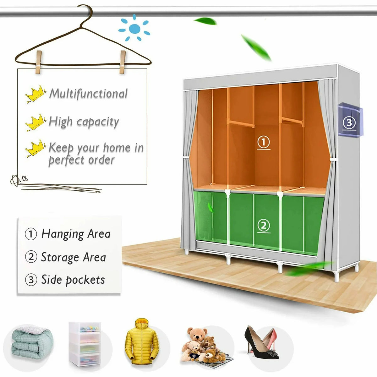 Foldable Nonwoven Fabric Closet Wardrobe Storage Organizer