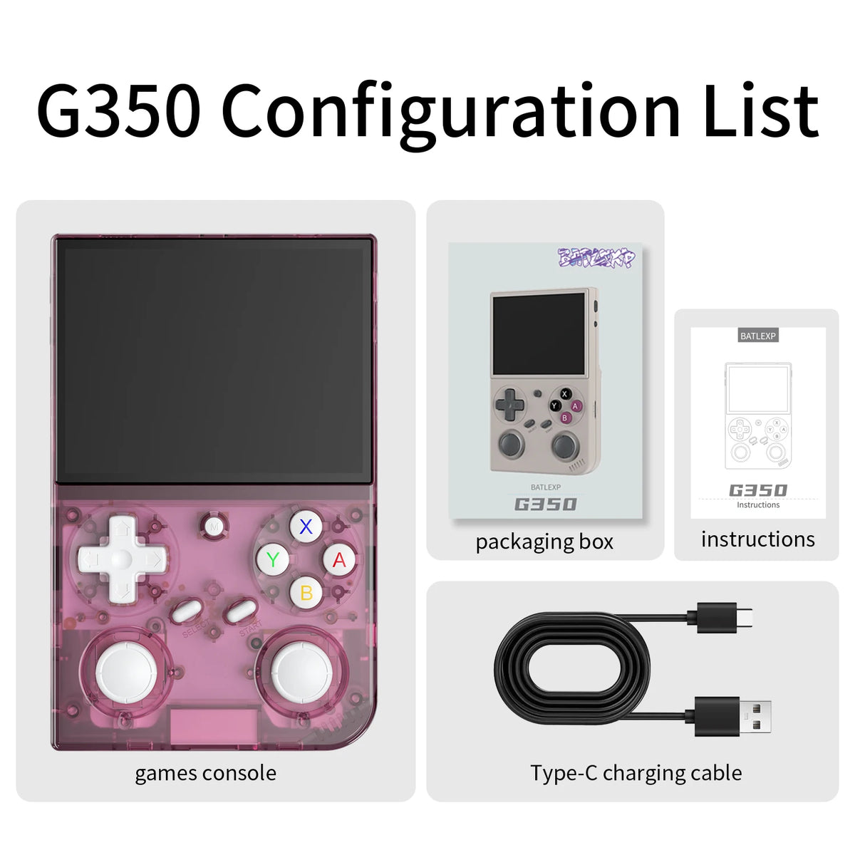 Batlexp G350 Portable Retro Handheld Game Console With Vibration