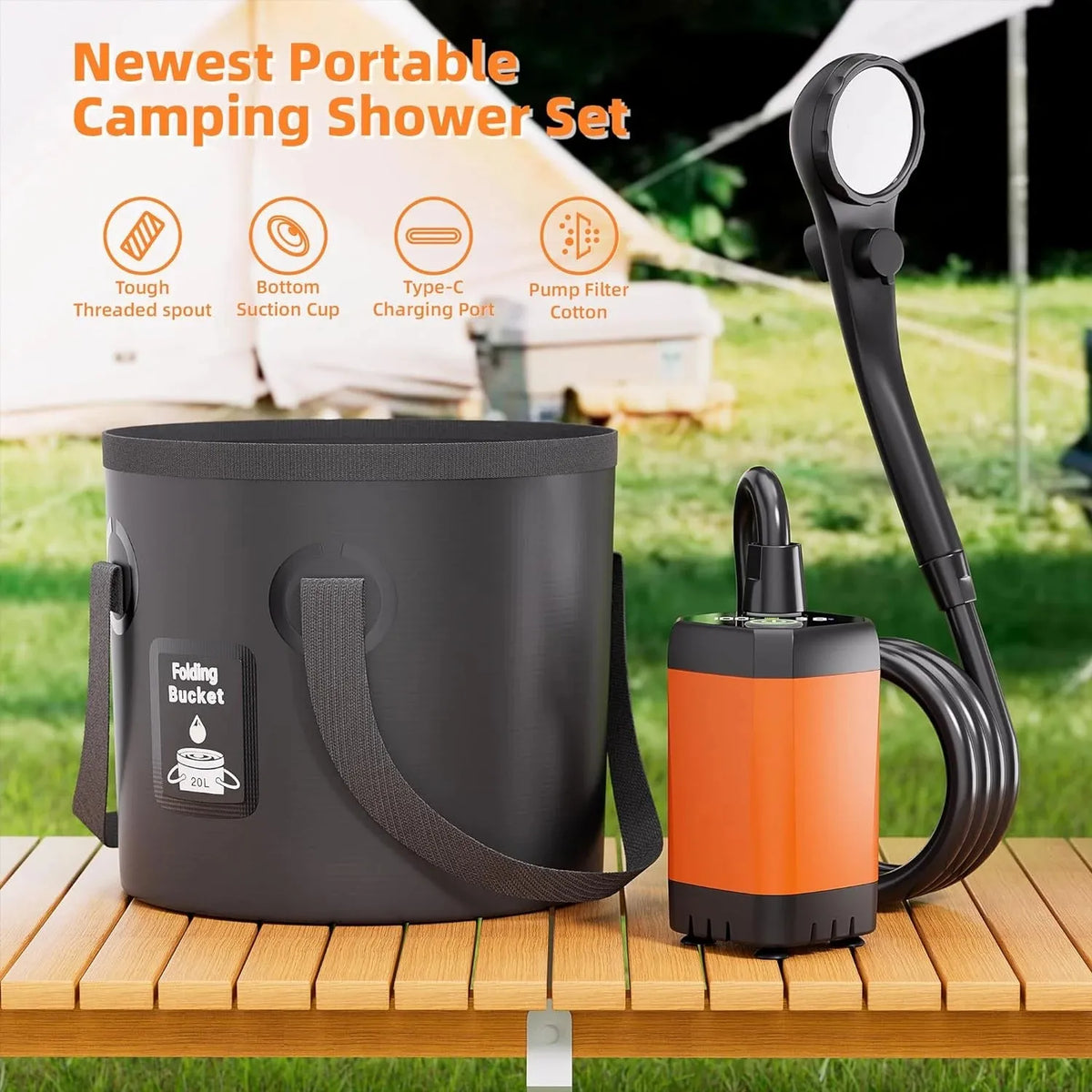 Moriko Rechargeable Electric Camping Shower With Led Display