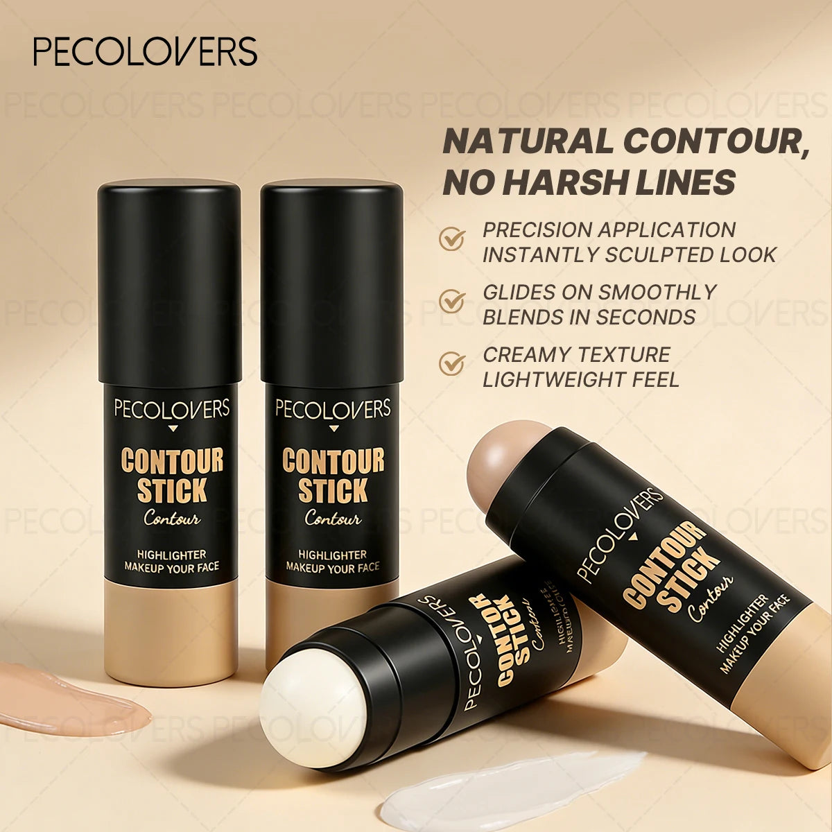 5PCS/SET Covers Spots, Blemishes, Dark Circles, Natural Matte Finish, Long-lasting, Waterproof Concealer Stick, Highlighter Contour Stick,Foundation Stick, Suitable for All Skin Types
