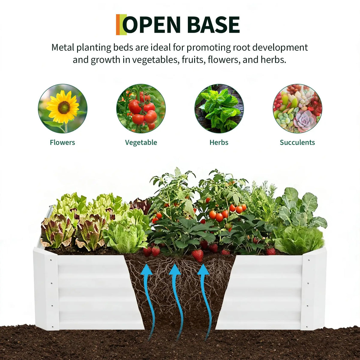 HiMISS Raised Garden Bed Galvanized Metal Planter With Shade