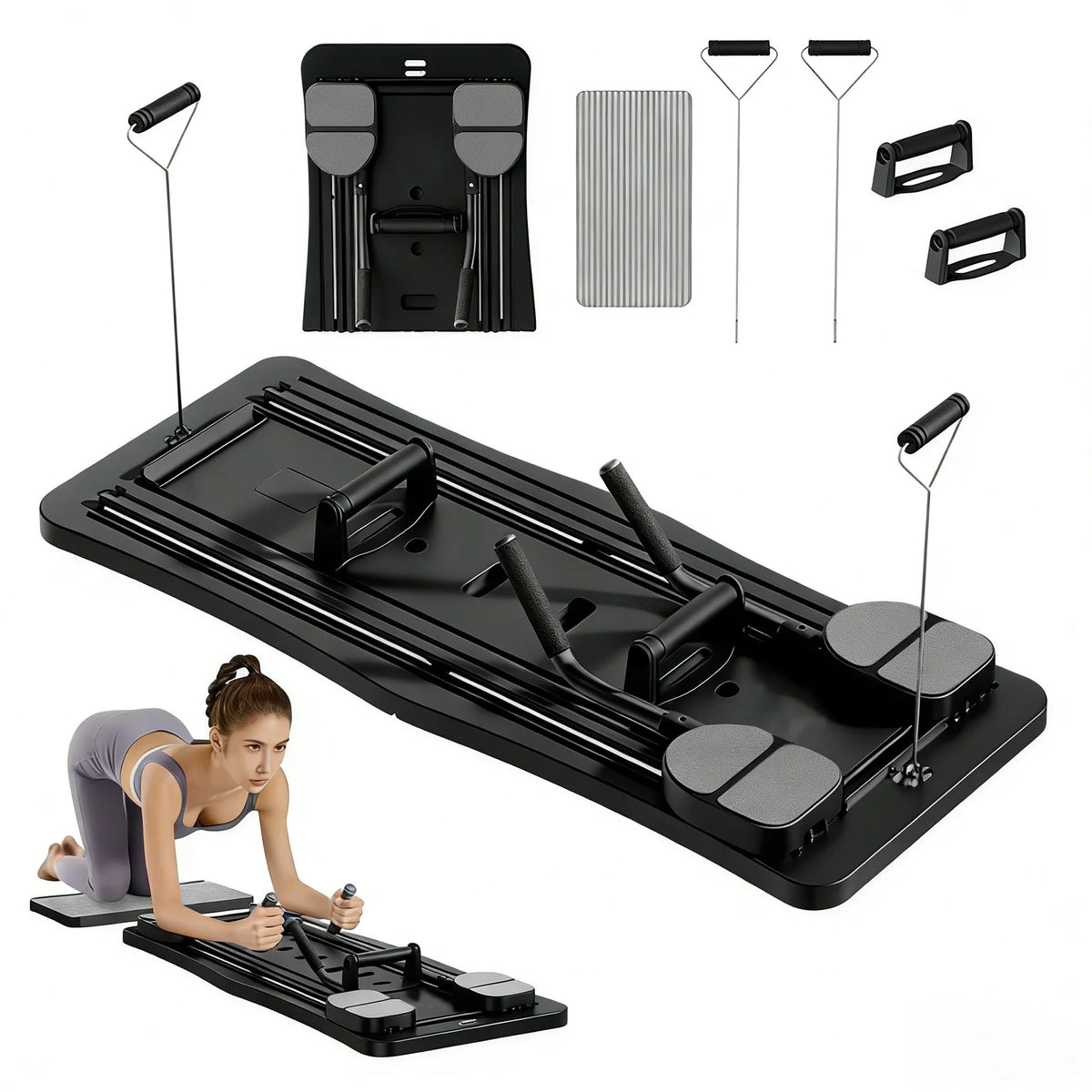 Portable Foldable Core Board With Resistance Bands And Handles