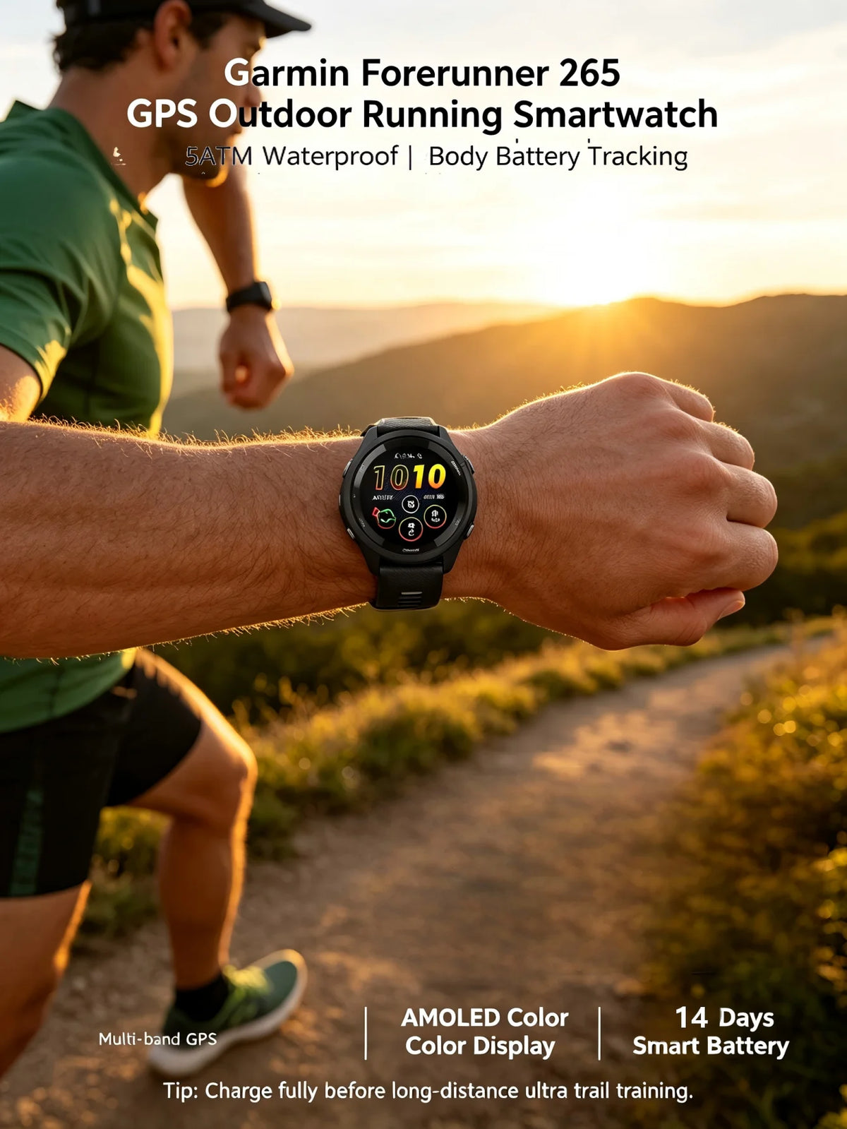 Garmin Forerunner 265 GPS Smartwatch Featuring Multi Band Navigation