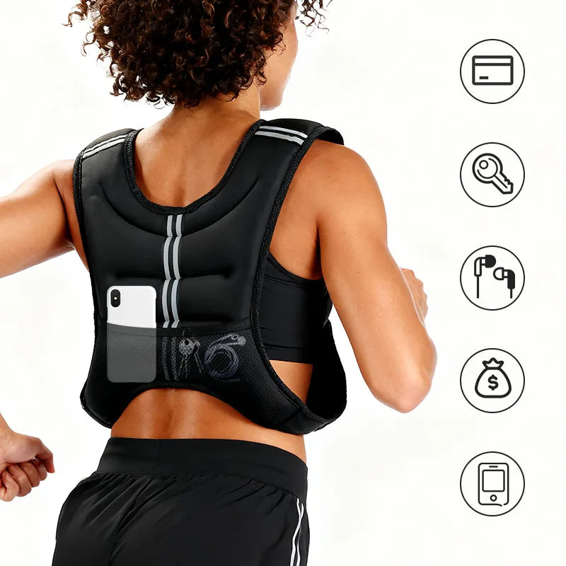 Reflective Weight Vest With Rear Storage Pocket For Training