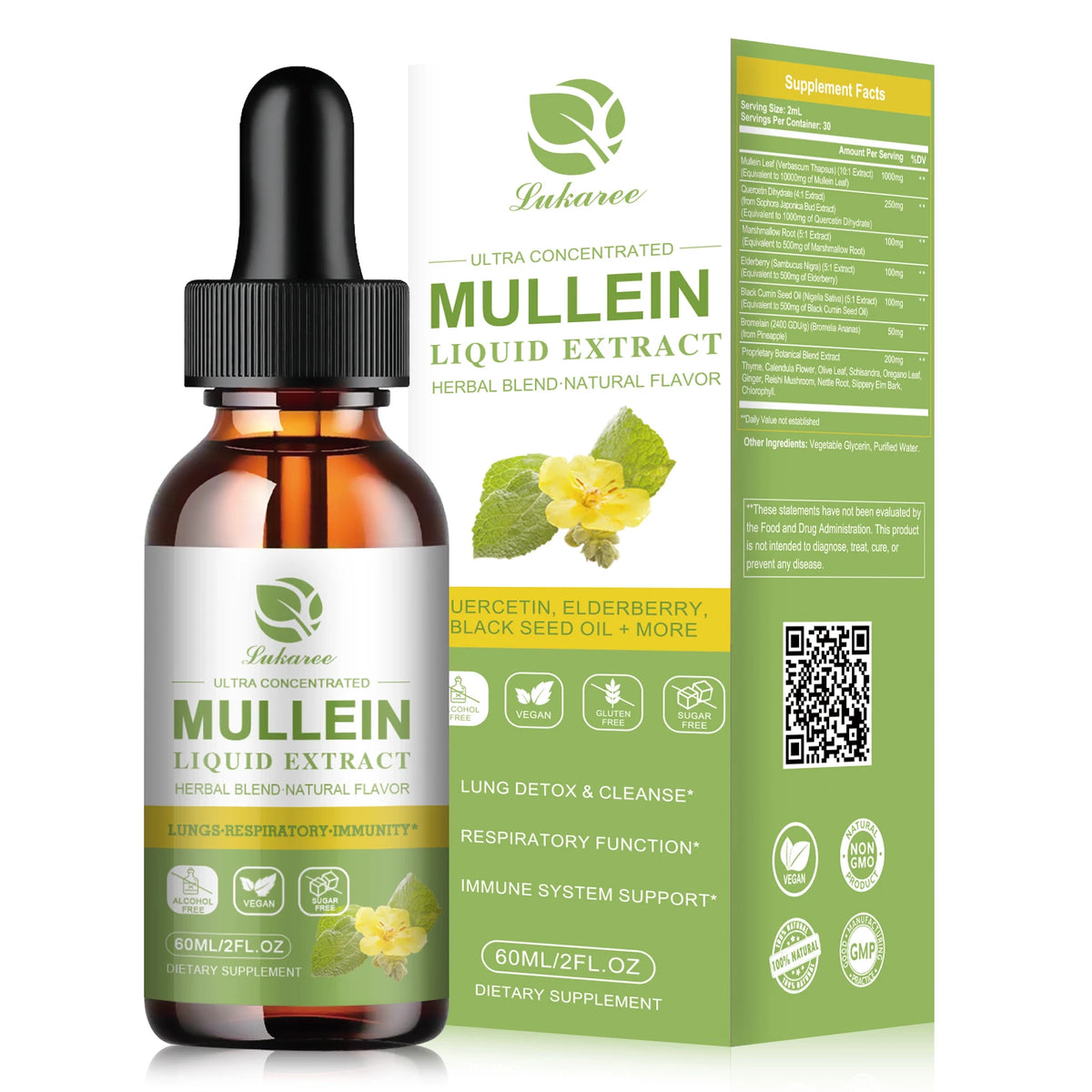 Mulittea Mullein Leaf Extract Drops For Respiratory Support