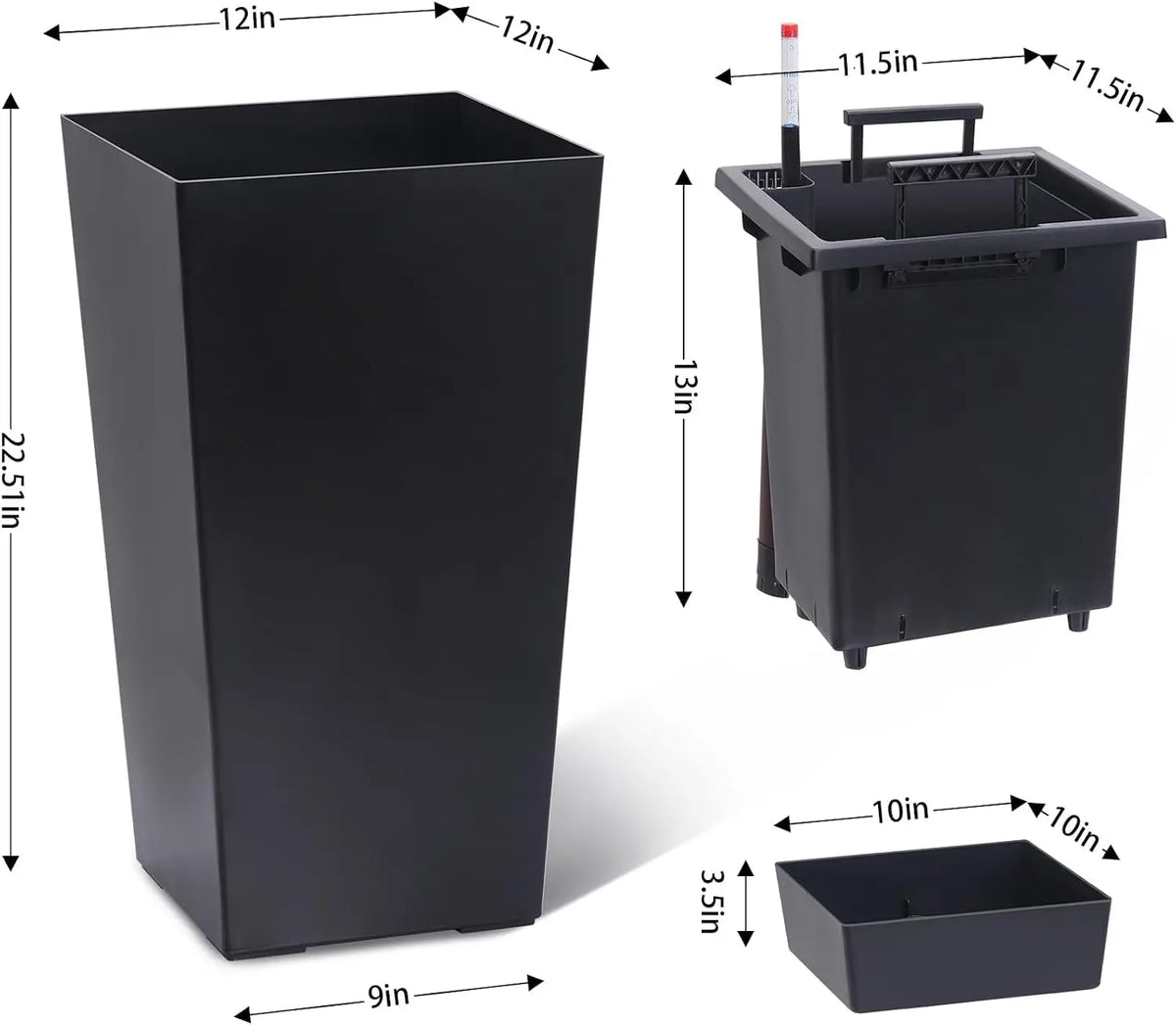 Twister.ck Two Self-Watering Planters With Monitor And Inner Bucket