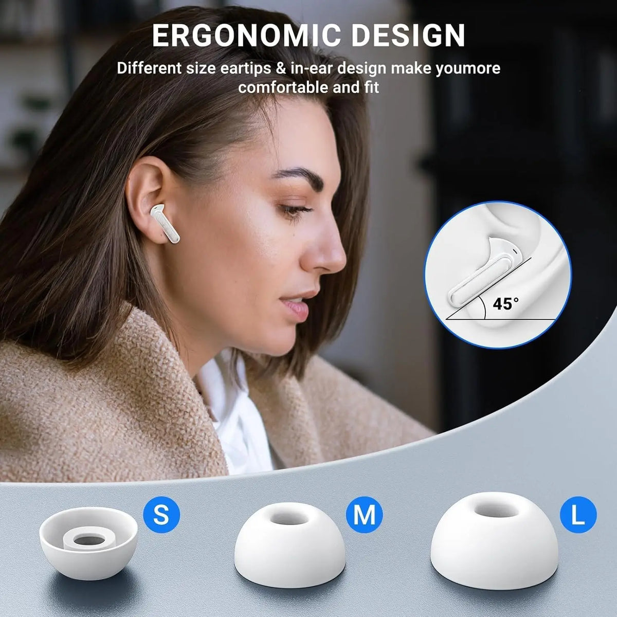 ZZLOVE Bluetooth Wireless Earbuds With Active Noise Cancellation