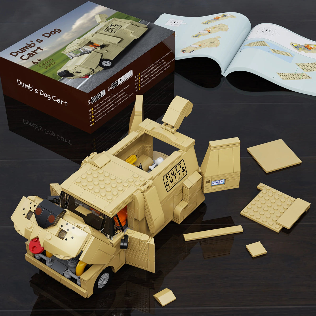 Dog Van Diy Building Blocks Set Animal Vehicle Desktop Gift