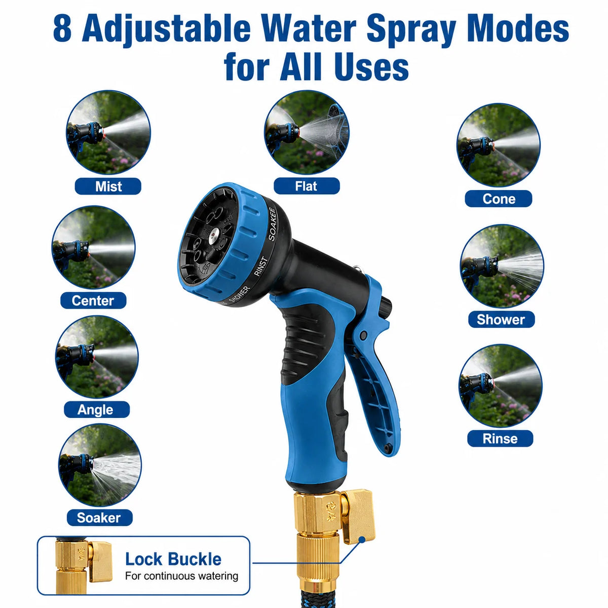 Heavy Duty Expandable Garden Water Hose With Brass Fittings