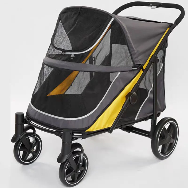 Portable Dog Stroller 4 Wheels for Large Dogs 176 Lbs Capacity Foldable Pet Cat Travel Carriage Stroller Breathable Carrier for Outside Park Play