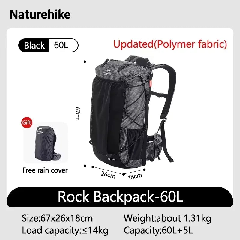 Naturehike Rock Nylon Hiking Backpack With Rain Cover Outdoor Travel