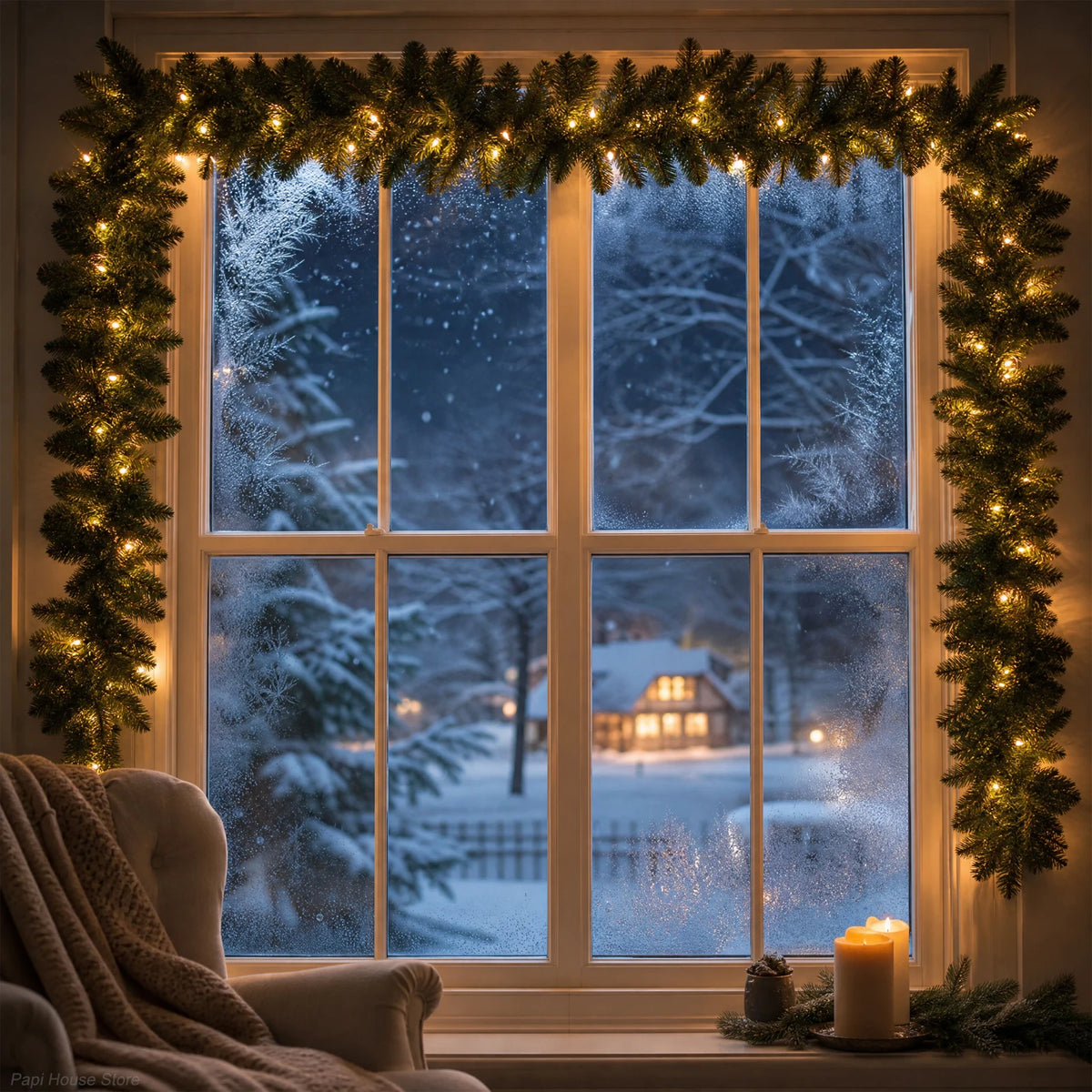 Artificial Pine Christmas Garland Door And Fireplace Decoration