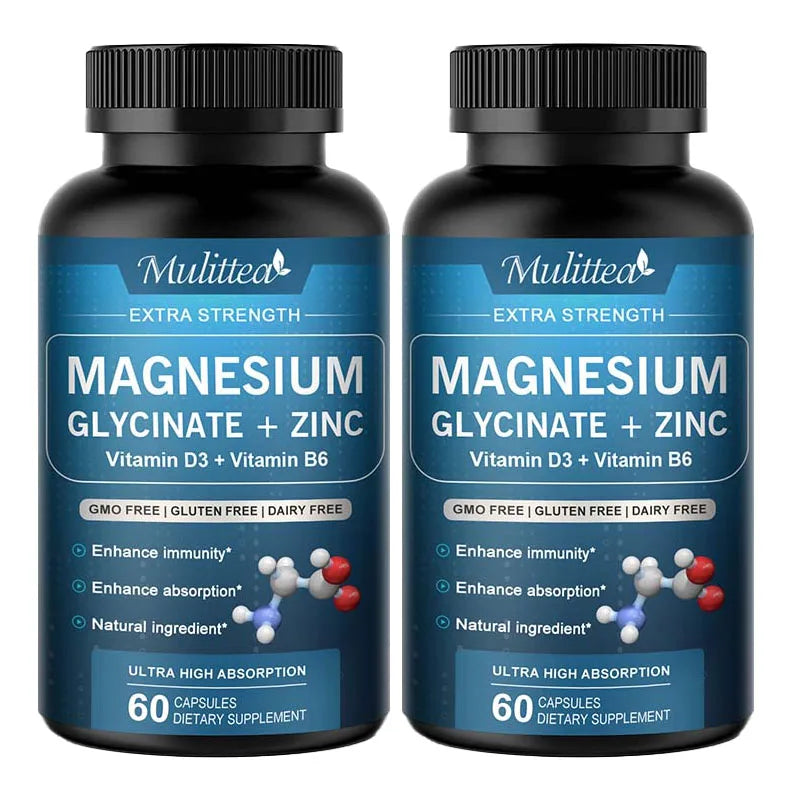 Mulittea Magnesium Glycine Capsules With Zinc Vitamins D3 B6