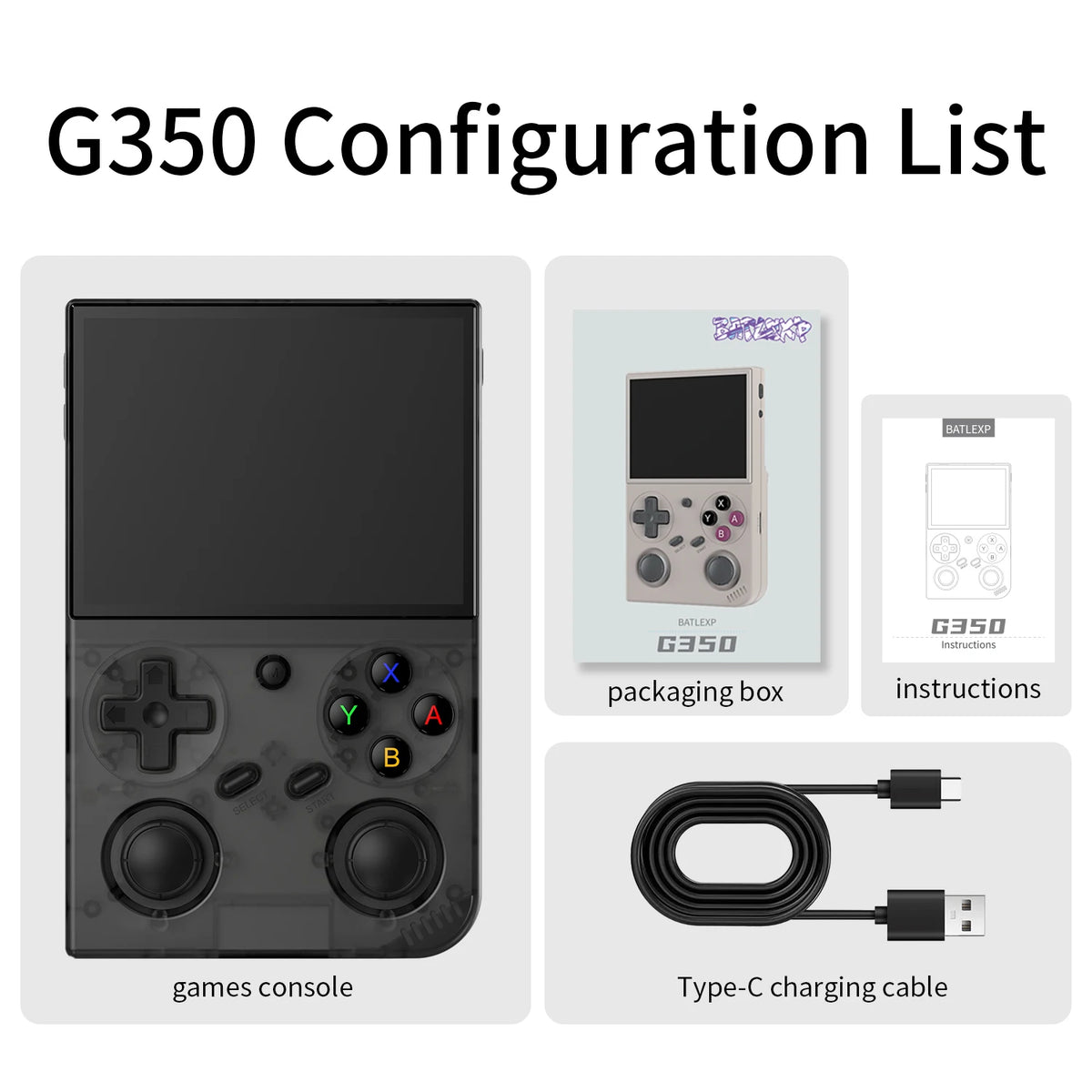 Batlexp G350 Portable Retro Handheld Game Console With Vibration