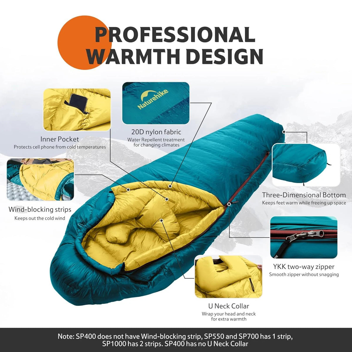 Naturehike Snowbird Mummy Duck Down Sleeping Bag 650FP Camping