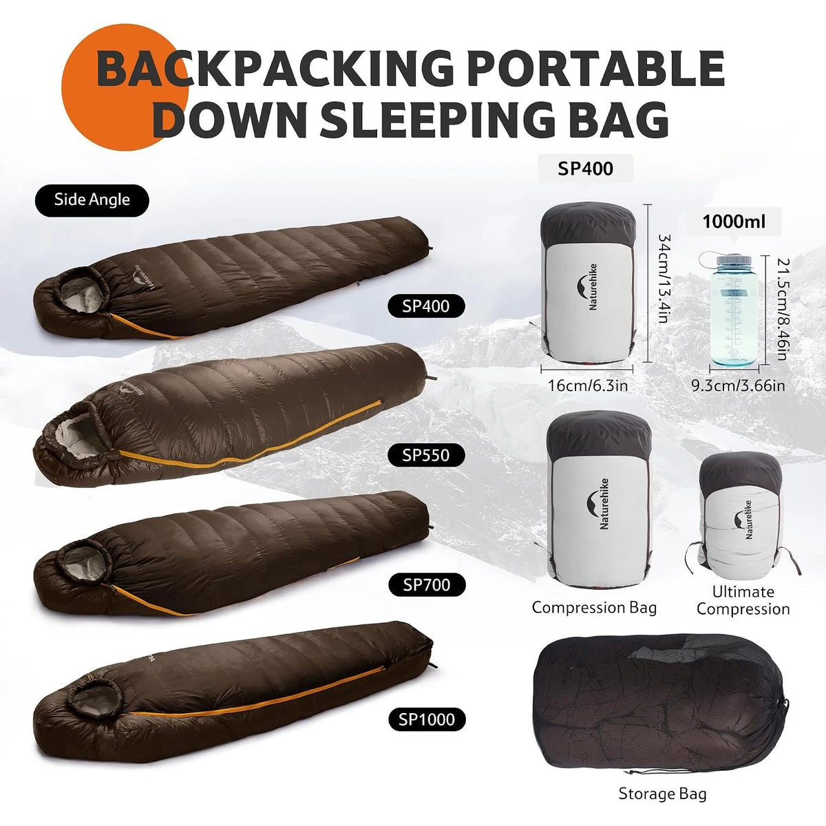 Naturehike 650FP Duck Down Snowbird Mummy Sleeping Bag Winter Ultralight