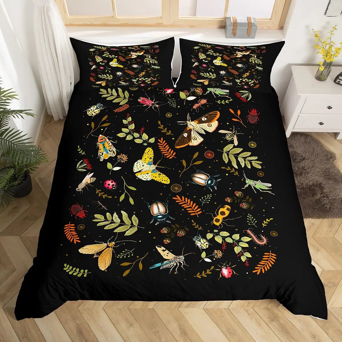 Gothic Moth Mushroom Microfiber Duvet Cover Set Ultra Soft Lightweight