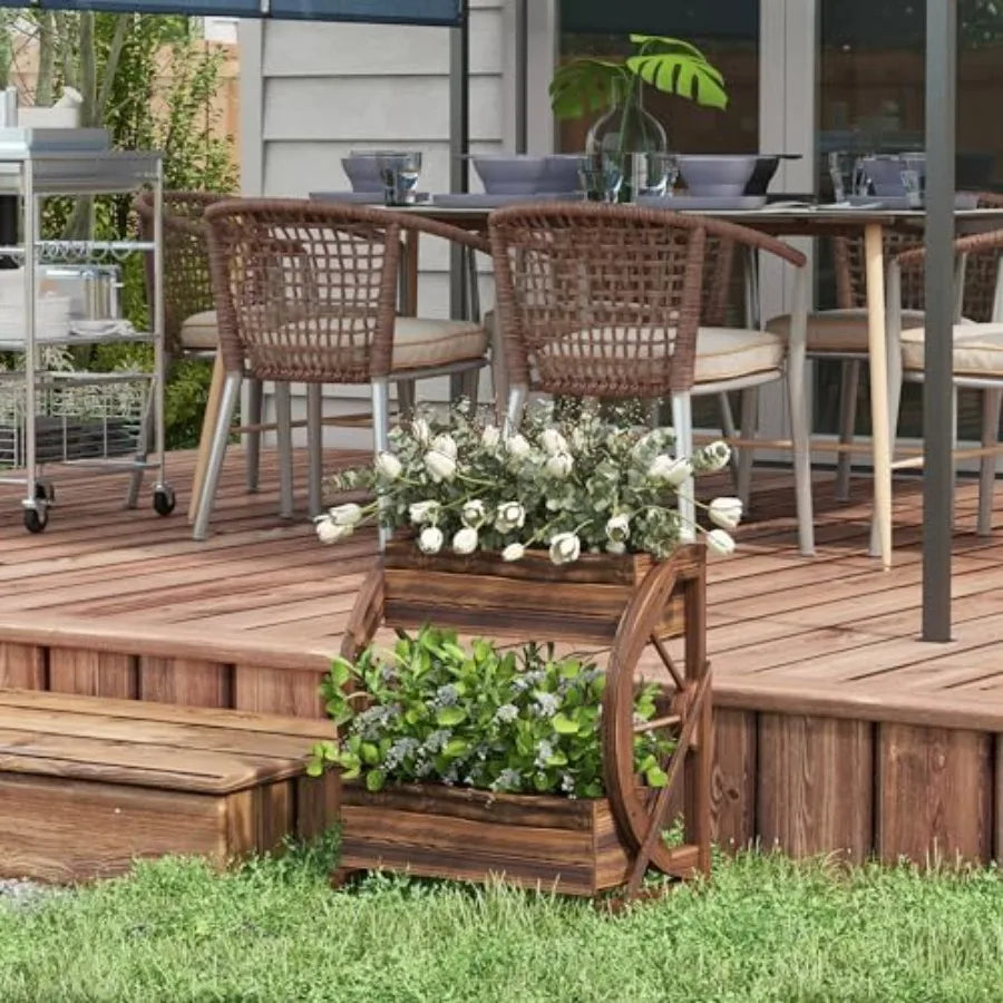 Two Tier Raised Metal Garden Planter With Drainage Holes