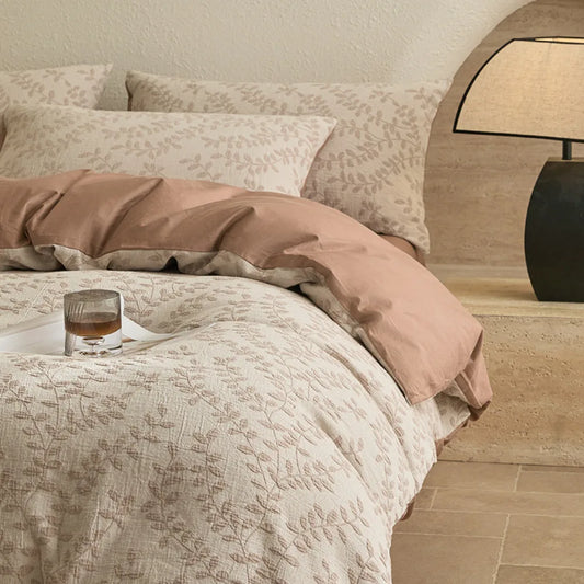 Pure Cotton Four Piece Yarn Dyed Jacquard Bedding Set Pillowcases