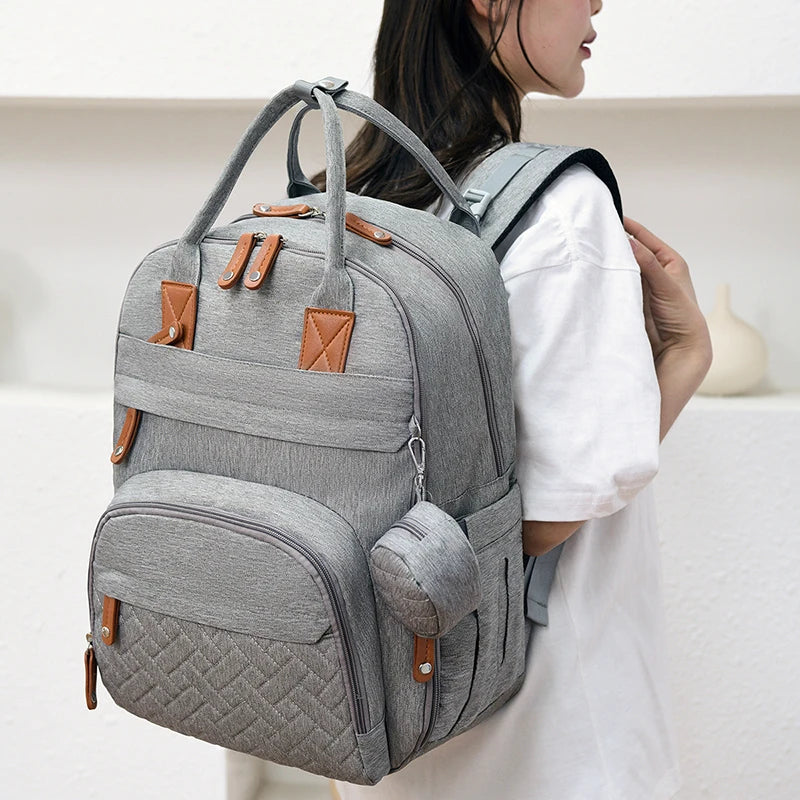 Waterproof Diaper Backpack With Changing Pad And Stroller Straps