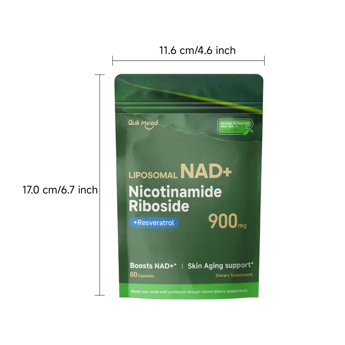 Quitmood NR900 Supplement Nicotinamide Riboside Resveratrol Quercetin NAD