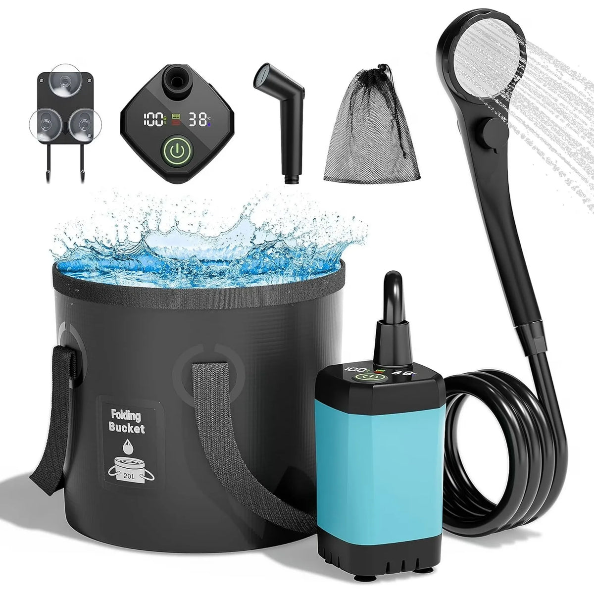 Moriko Rechargeable Electric Camping Shower With Led Display
