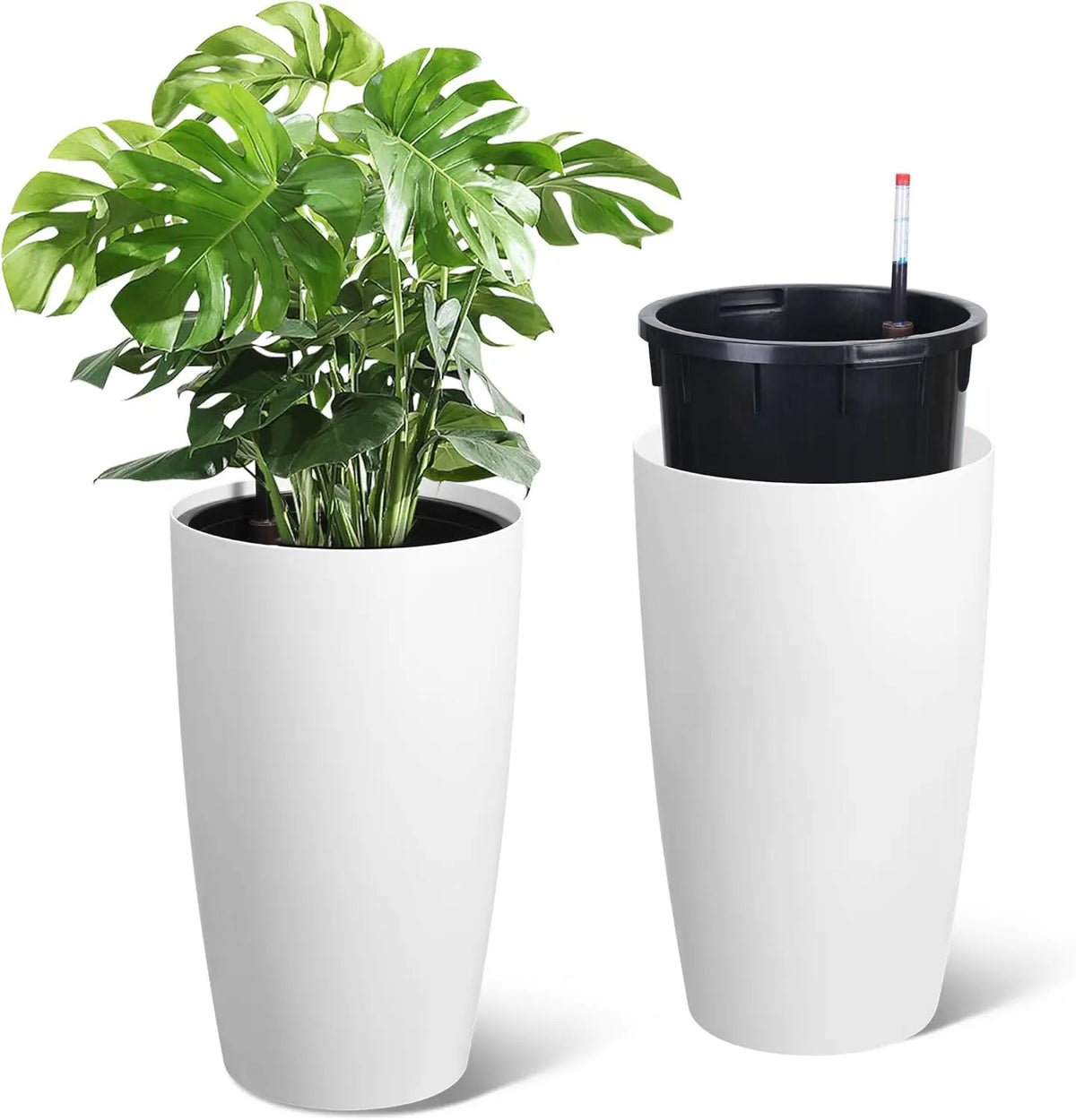 HiMISS Set Of Tall Self Watering Planters For Home Gardens