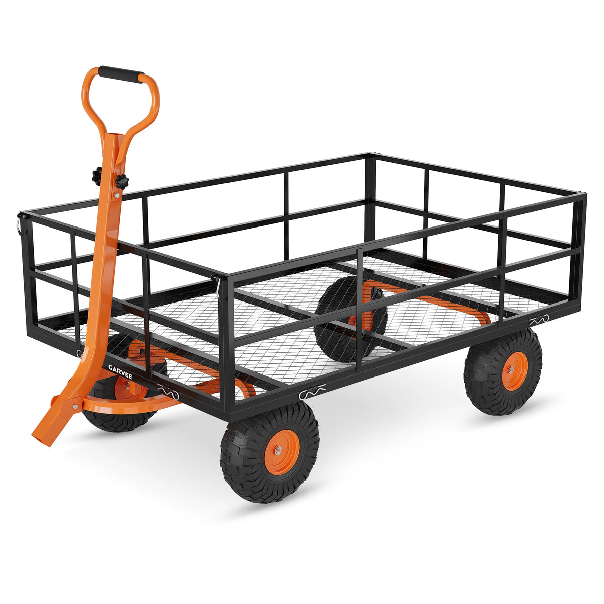 HiMiss Heavy Duty Steel Garden Wagon For Yard And Tools