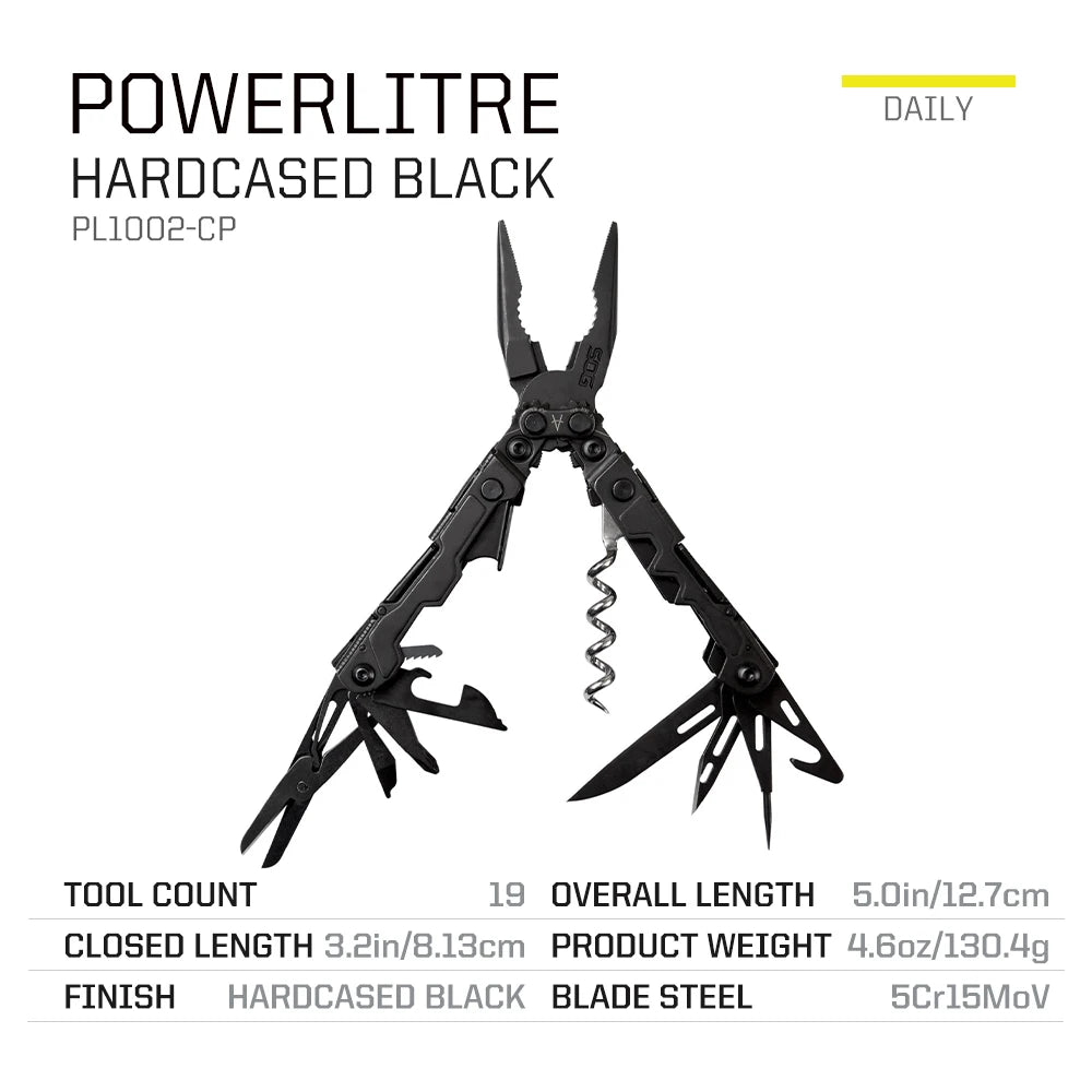 SOG PowerLitre 19-Function Stainless Steel Compact Multitool With Corkscrew