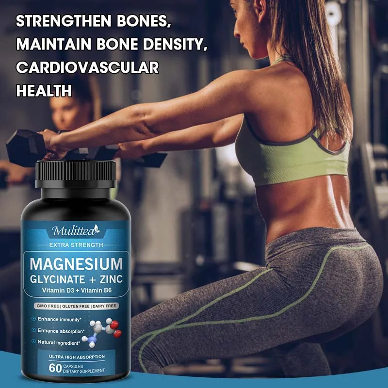 Mulittea Magnesium Glycine Capsules With Zinc Vitamins D3 B6