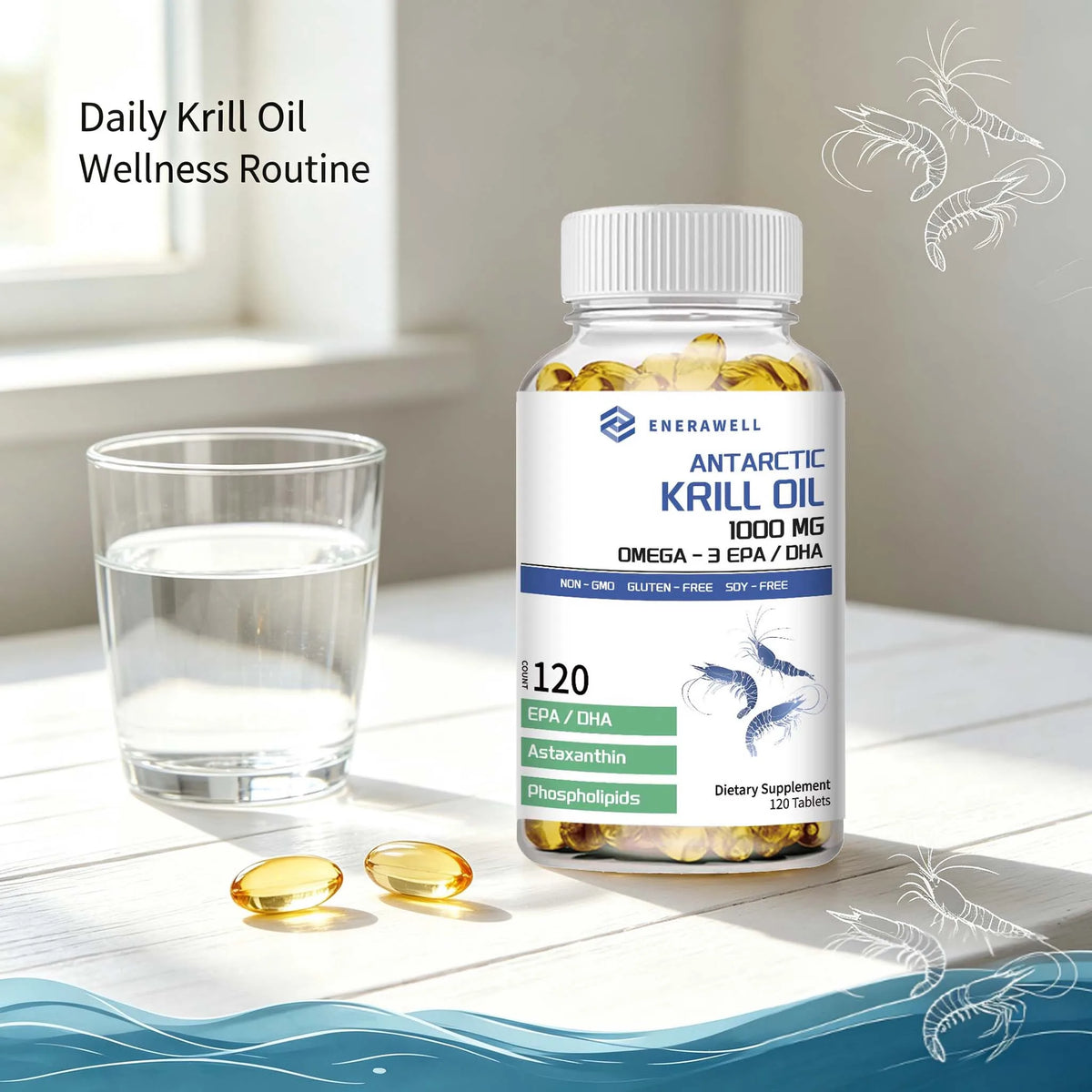 Antarctic Krill Oil Capsules With Omega Three EPA DHA Astaxanthin