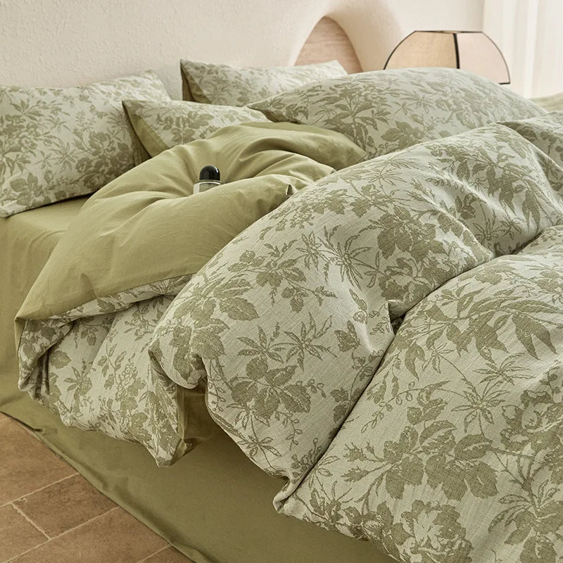 Pure Cotton Four Piece Yarn Dyed Jacquard Bedding Set Pillowcases