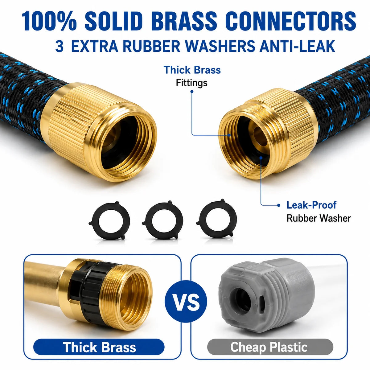 Heavy Duty Expandable Garden Water Hose With Brass Fittings