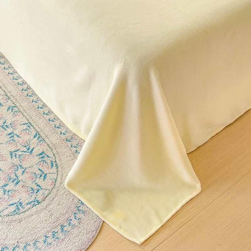 LUXO Thickened Milk Fleece Flat Bed Sheet Soft Cozy Plush