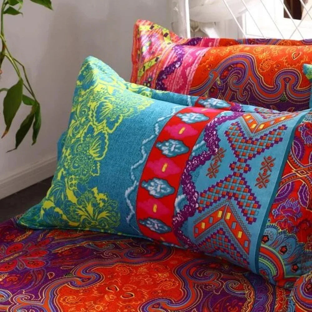 Brushed Microfiber Boho Duvet Cover and Two Pillowcases