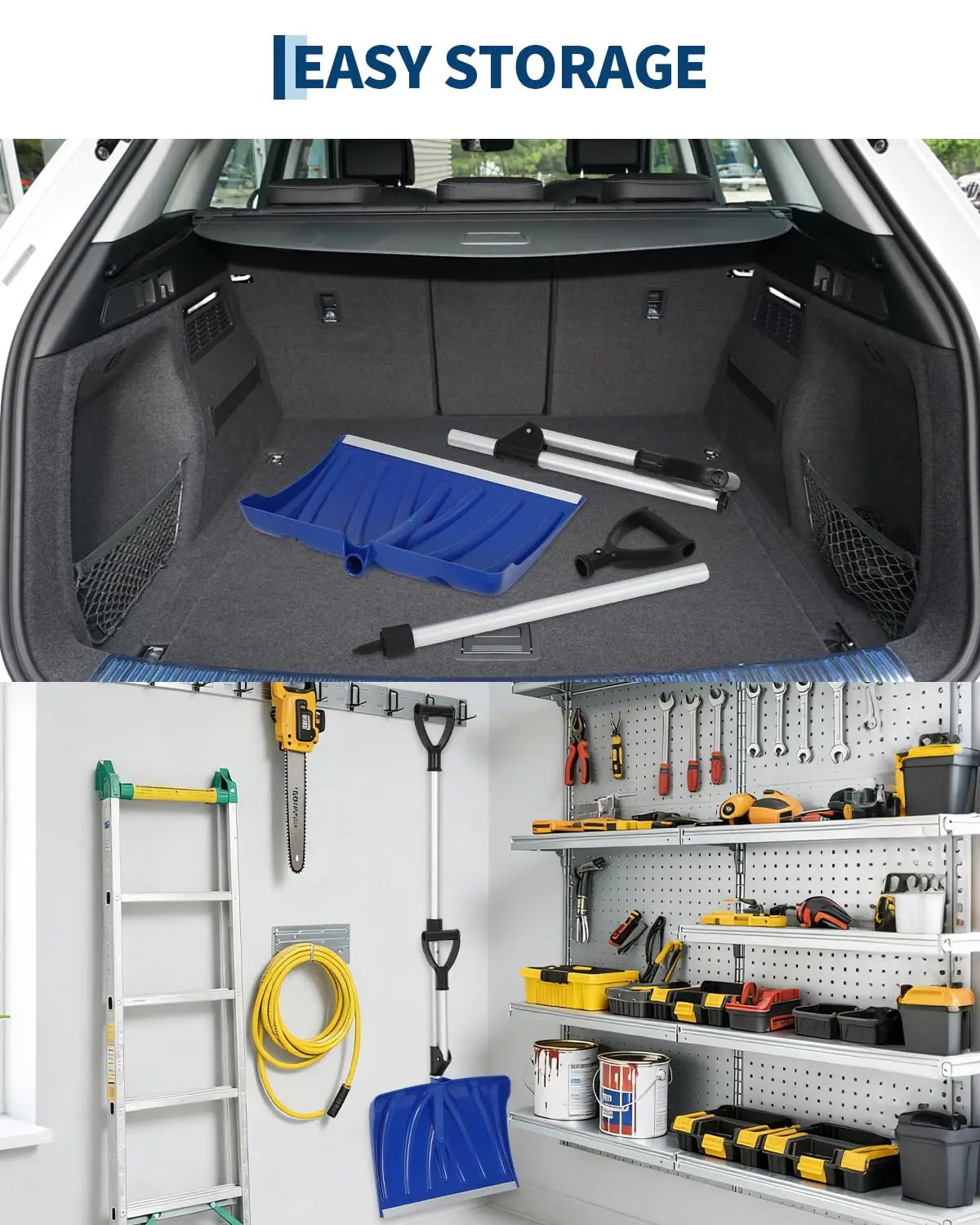 HiMISS Ergonomic Snow Shovel With Assisted D Grip Handle