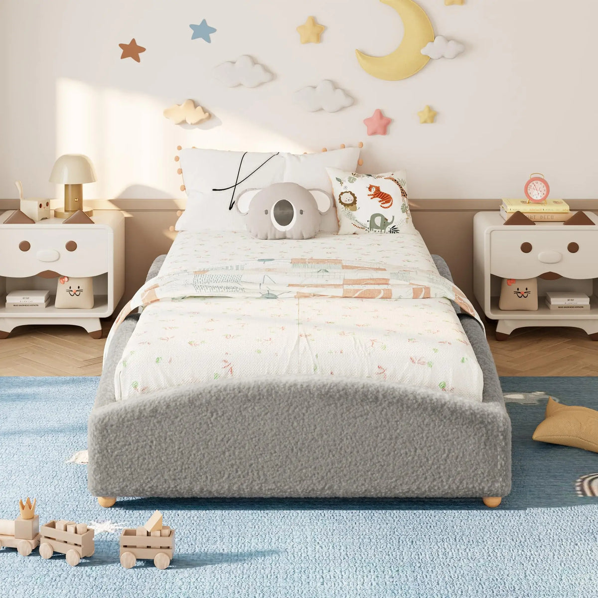 HiMiss Montessori Floor Bed With Padded Cloud Design