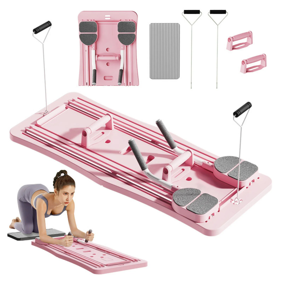 Portable Foldable Core Board With Resistance Bands And Handles