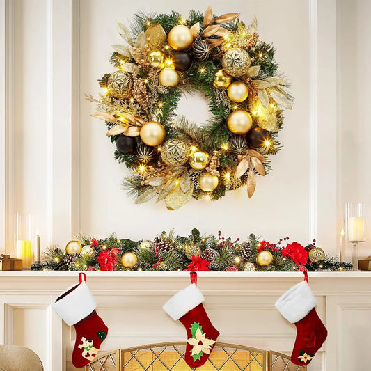 Garvee Christmas Wreath With Led Lights Holiday Decor